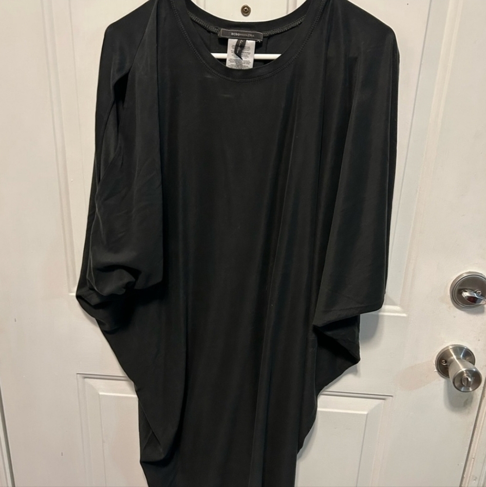 Black draped batwing dress